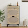 thumbnail image 1 of Rattan Shoe Cabinet with 2 Flip Drawers and 1 Pull-Out Drawer, Free Stand Shoe Storage Cabinet, 3 Adjustable Shelf, Narrow Shoe Cabinet for Entryway/Porch, 1 of 8