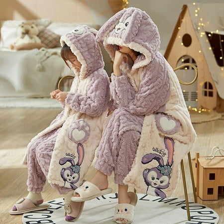 

Kawaii Sanrio Hello Kitty Kuromi Cartoon Animation Girls Pajamas Girly Heart My Melody Flannel Velvet and Thickening Robe Set