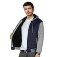 thumbnail image 3 of 9 Crowns Varsity Quilted Sherpa Hooded Jacket (Navy/Light Grey, Large), 3 of 5