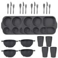 thumbnail image 1 of Nvzi 24Pcs Wheat Straw Dinnerware Cutlery Sets, Divided Plates Unbreakable Bowl Microwave Dishwasher Safe Tableware Cutlery -Grey, 1 of 4