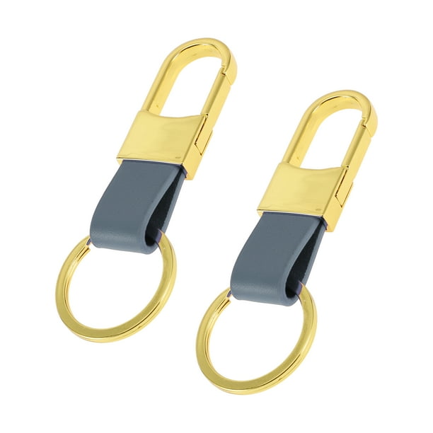 Llavero de Coche Único Bargains Llavero Universal con Anillo para Llaves de Control Remoto de Cuero Aleación de Zinc Tono Dorado Azul Claro 2Pcs