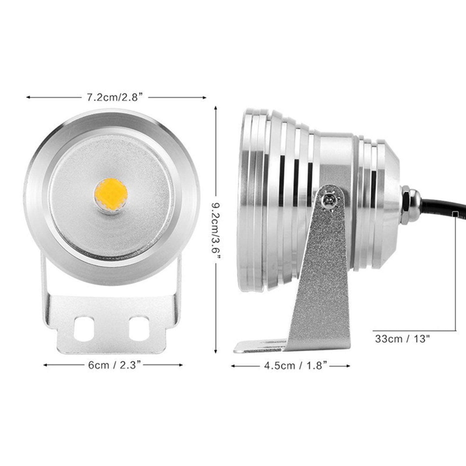 RRJ 2Pcs RGB LED Underwater Light, 10W 12V Submersible IP67 Waterproof Flood Light, 16 Color Changing Dimmable Remote Control Outdoor Pond Fountain Light, Landscape Aquarium Garden Pool Lighting