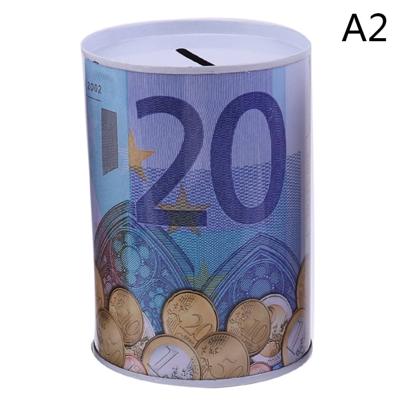 1pc Euro Dollar Money Box Safe Cylinder Piggy Bank Banks For Coins Deposi-kt 