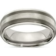 thumbnail image 1 of Titanium/Silver Two-Tone Edward Mirell Titanium With Sterling Silver Textured Line Step Edge 7.5mm Band (Size 13) Made In United States emr181-13, 1 of 5