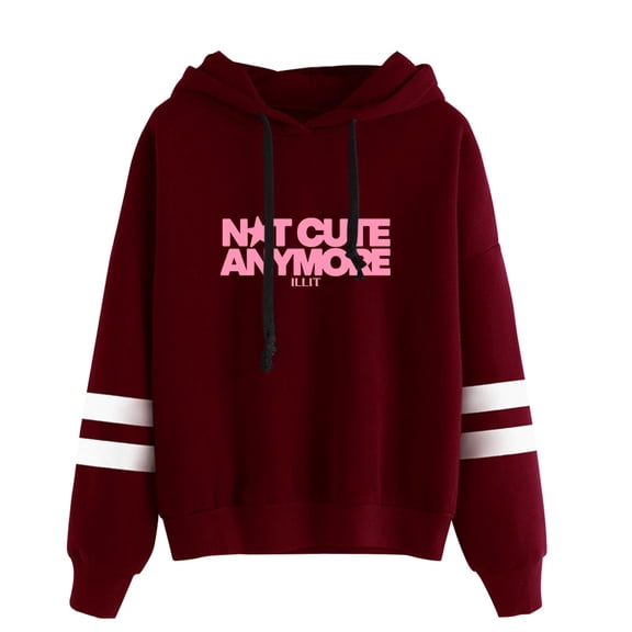 ILLIT Not cute anymore hooded drawstring pocketless  sweatshirt men/women kpop pullover