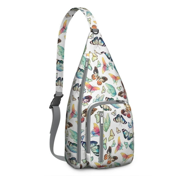 Cute Colorful Butterflies Sling Bag - Waterproof Crossbody Shoulder Pack, Adjustable Strap Daypack for Hiking/Trekking