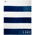 thumbnail image 5 of Pavilion Gift Company Life is Better at The Lake-Blue & White Super Soft 50 x 60 Inch Striped Throw Embroidered Text 50" x 60" Royal Plush Blanket, Blue, 5 of 8