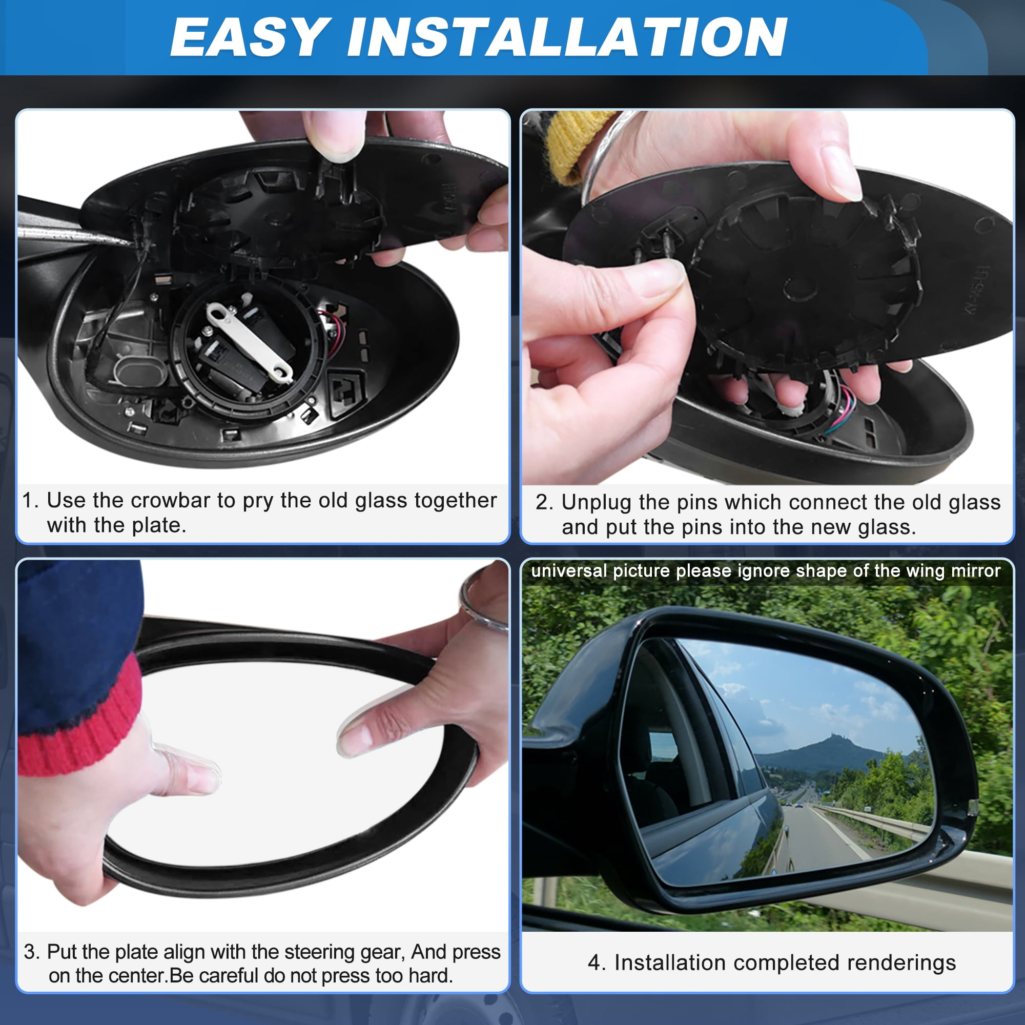 Unique Bargains Mirror Glass for Chevy Express and for GMC Savana 2003-2017 Right Side