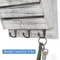 thumbnail image 4 of Oumilen Wood Wall Mount Mail & Key Holder Organizer with 3 Key Hooks, Rustic White Gray, 4 of 7