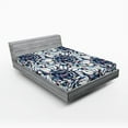 thumbnail image 2 of Ambesonne Abstract Floral Fitted Sheet, Blooming Fun Blooms, California King, Indigo and Multicolor, 2 of 5