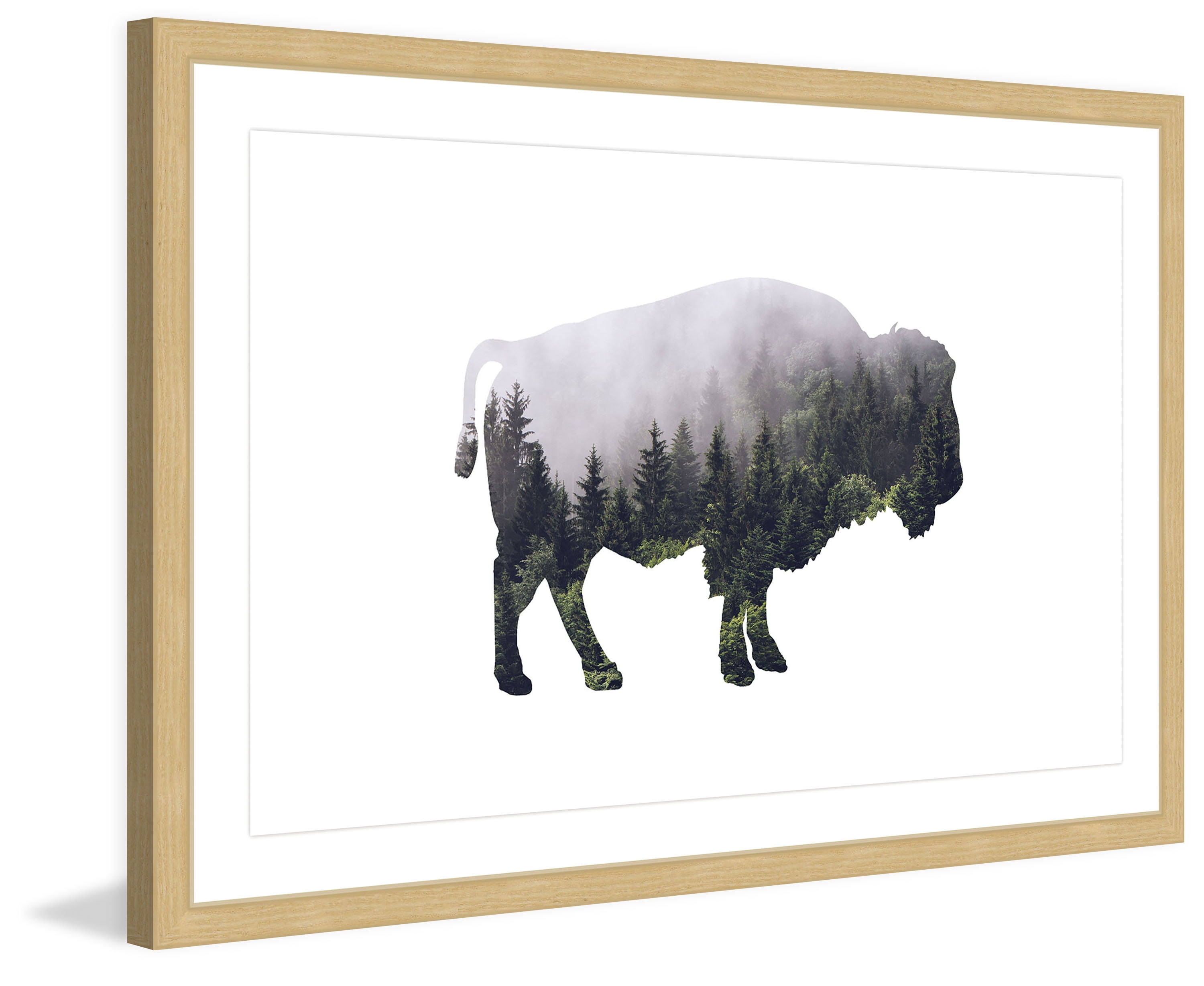 "Bison Forest" Framed Painting Print