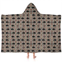 Gray Buffalo Geometric Pattern Hooded Bath Towel，60"x35" for Ages 3 To 12 Kids, Quick Dry Lightweight Soft Microfiber Hood Beach Towel Cover Up for Kids