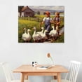 thumbnail image 2 of JRXY Wall Posters Little Boy And Girl Feeding White Geese Canvas Prints Farmhouse Decor Wall Art Paintings Canvas Wall Decor Home Decor Living Room Decor Aesthetic  16x12in, 2 of 4