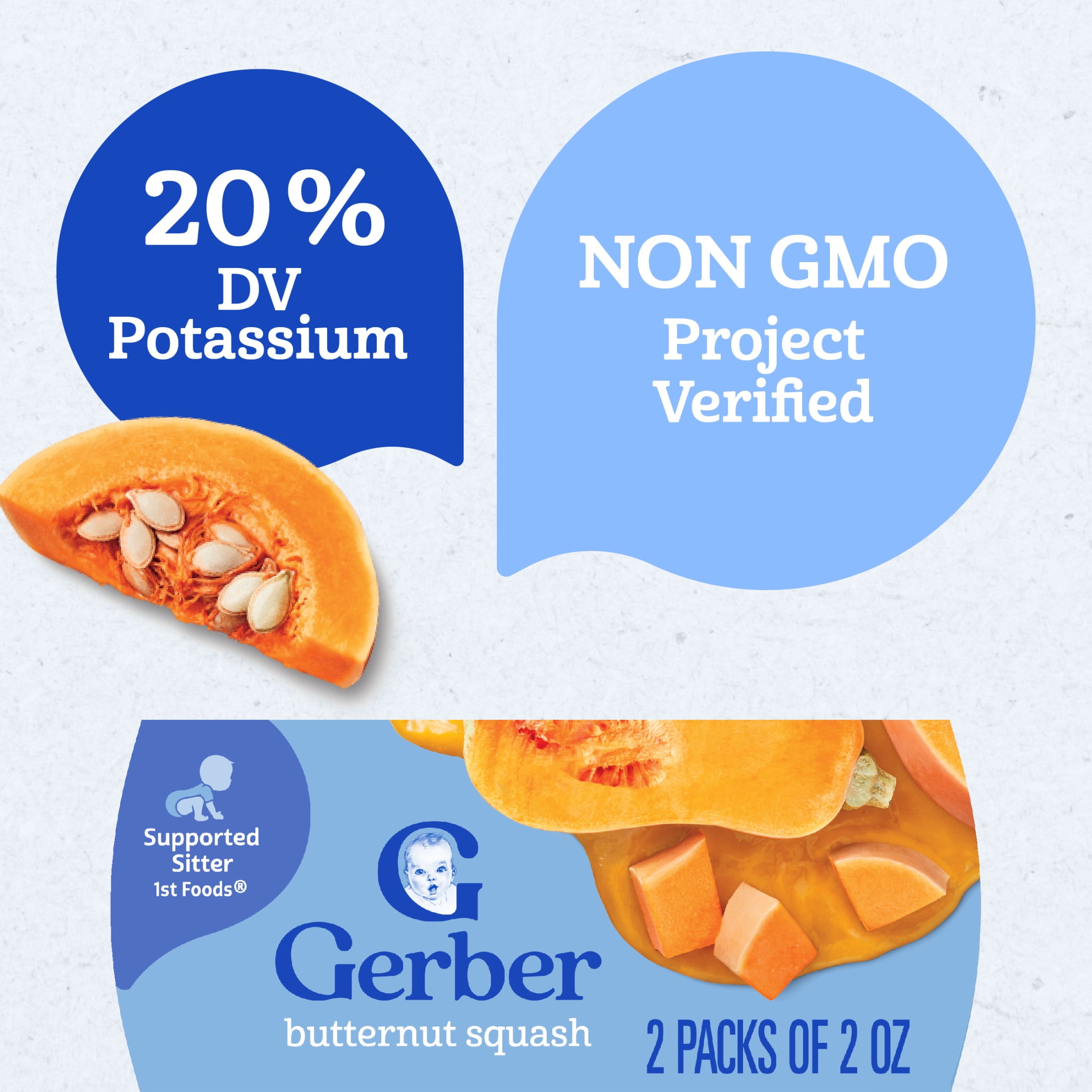 (4 pack) Gerber 1st Foods Natural for Baby Baby Food, Butternut Squash, 2 oz Tubs (2 Pack)