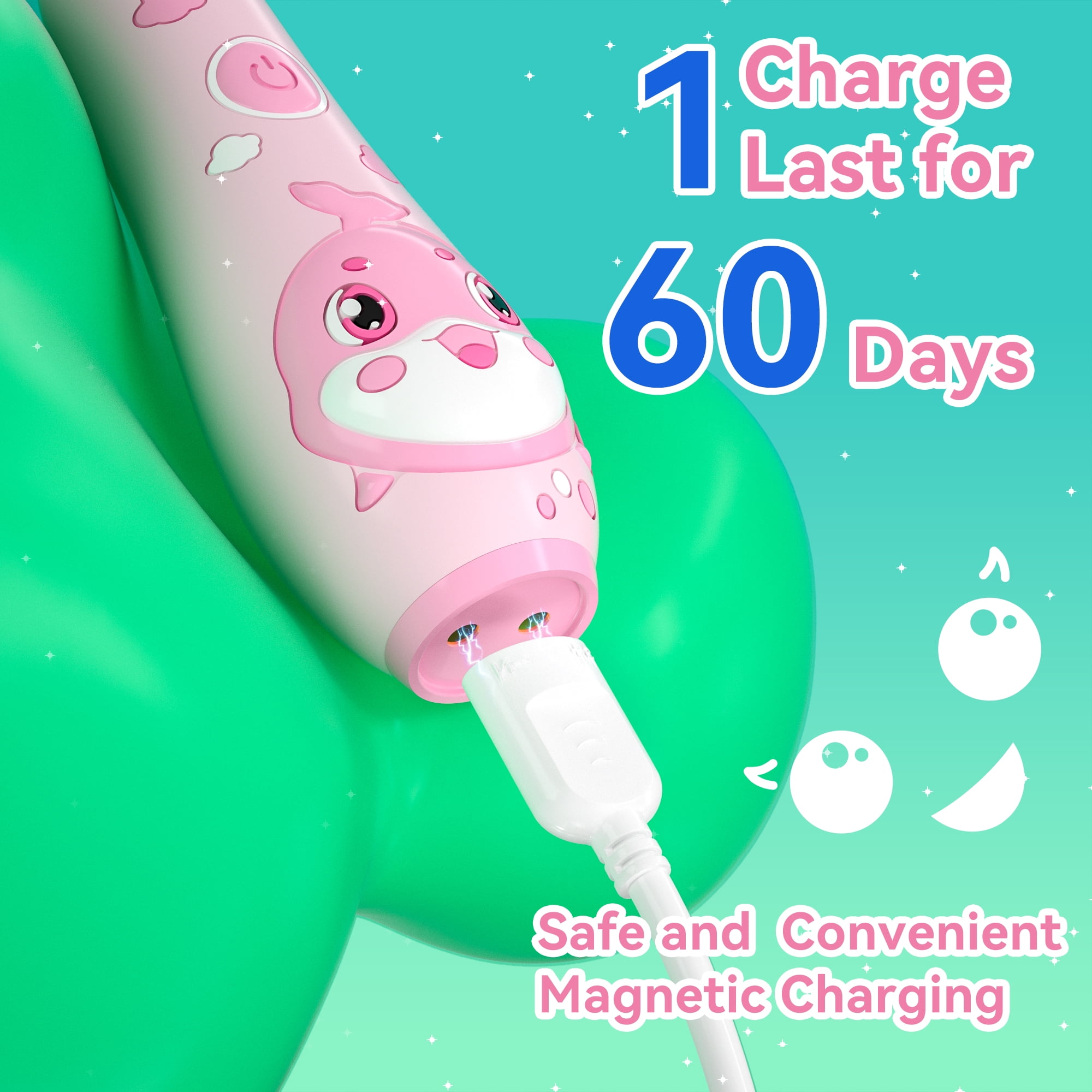Seago Rechargeable Kids Electric Toothbrush,LED Observing Light,8 Brush Heads,for Kids 3-8 ,SG-2139 Pink