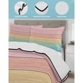 thumbnail image 4 of Quilts Full Size Bedding Set, Pink Wooden Grain Lightweight Quilted Comforter, Vintage Chic Geometric Ombre Teal Soft Reversible Bedspread Coverlet with Pillow Covers for All Season, 78" x 90", 4 of 7