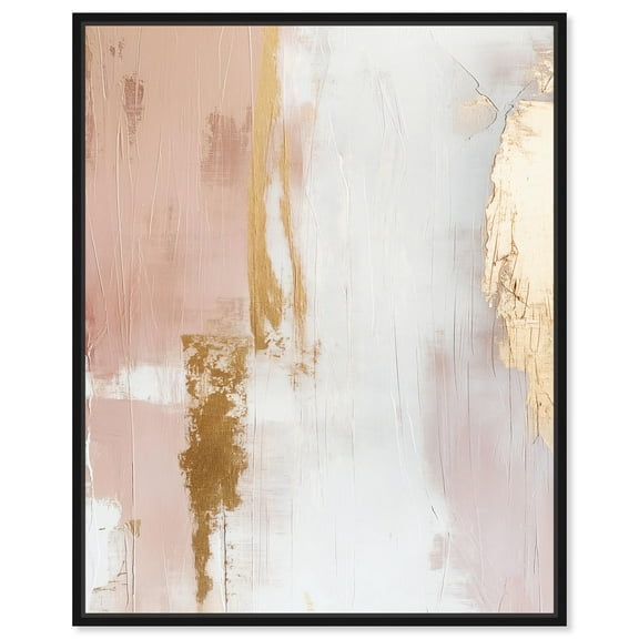 Golden Glow on Pink Canvas Abstract Earth Tone by Art Remedy, Black Frame, 16 x 20