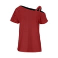 thumbnail image 4 of Nmnitkp Women's Summer Short Sleeves Tops Cold Shoulder V Neck Shirts Casual Strappy Tees, 4 of 5