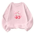 thumbnail image 7 of YUGYXL Womens Oversized Sweatshirts Casual Crewneck Long Sleeve Shirts Bow Cherry Printed Outfits Fall Comfy Clothes B Pink XL, 7 of 7
