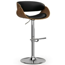 Simpli Home Amery Adjustable Swivel Bar Stool In Black Vegan Faux Leather