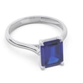 thumbnail image 3 of 2.50 Carat Emerald Cut Blue Sapphire Gemstone Shiny Solitaire Engagement Ring for her Solid 14K White Gold Size 4 by Diamond-Capitals, 3 of 8