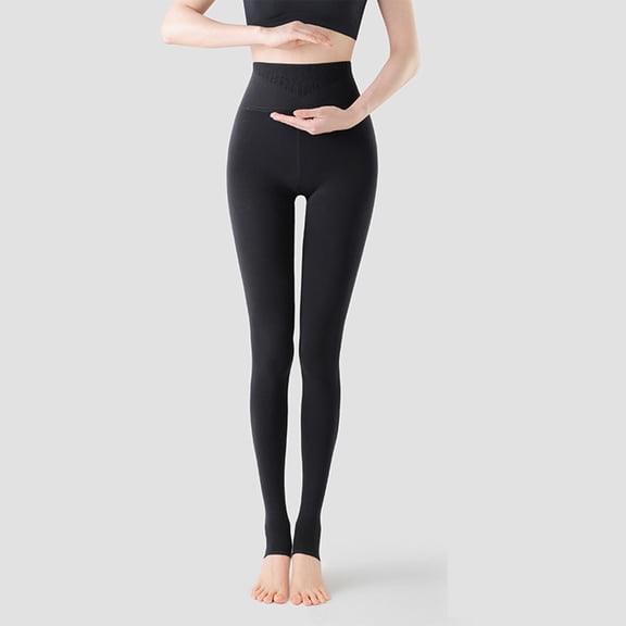 Kctiaxy Leggings for Women Casual Solid Color leggings Light Sport Fleece Lined Leggings High Waist Footed Yoga Pants with Pockect