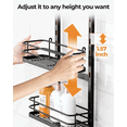 thumbnail image 6 of 3-Tier Adjustable Shower Caddy with Hanging Hook – Non-Swing Metal Organizer, Rust-Resistant Black Bathroom Shelf Basket, 6 of 7