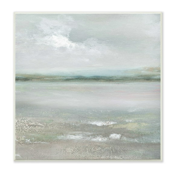 Stupell Industries Foggy Abstract Beach Landscape Distant Mountains Clouds Painting Unframed Art Print Wall Art, Design by Nan