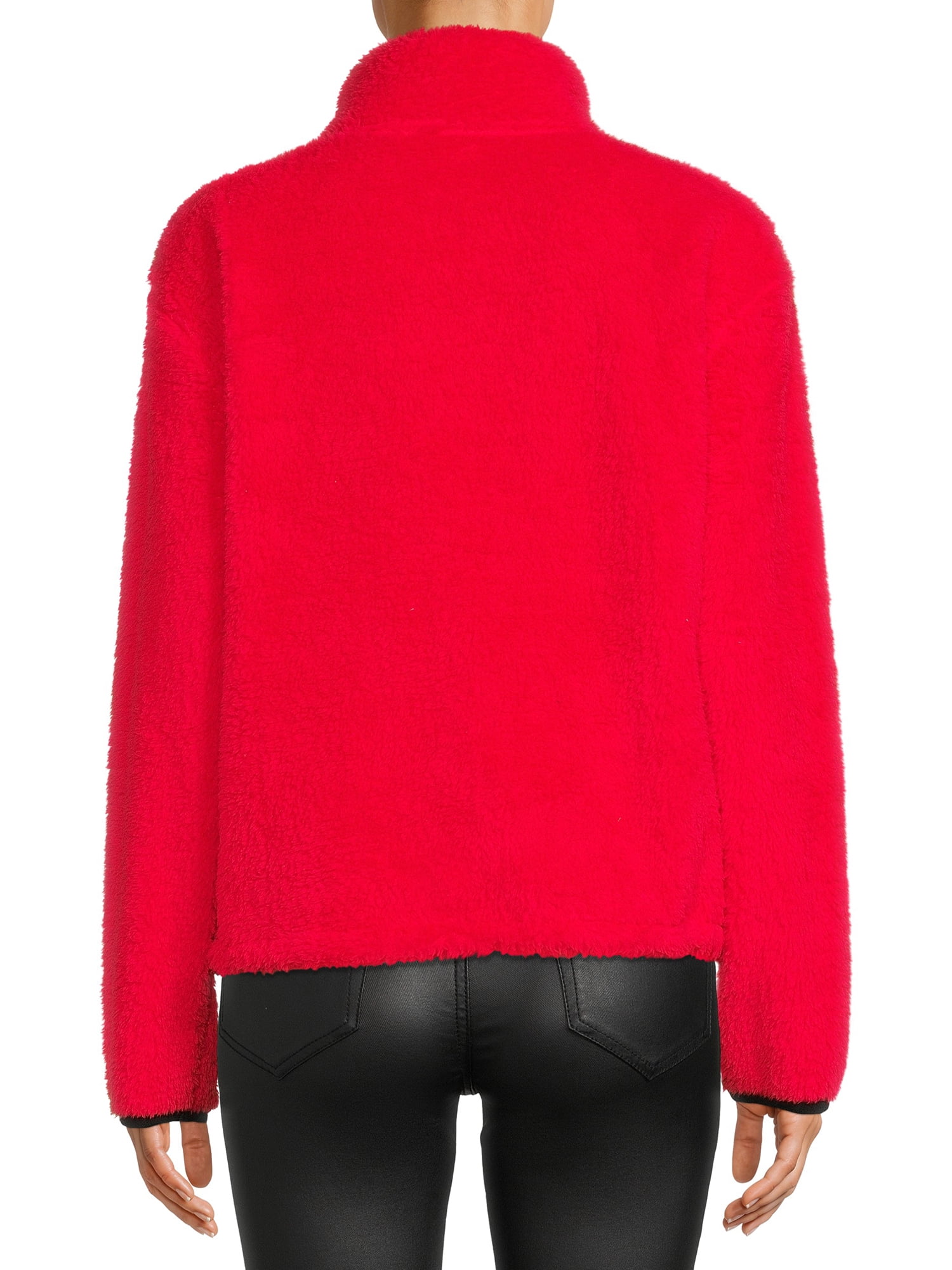 No Boundaries Juniors’ Sherpa Mock Neck Half Zip Pullover