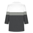 thumbnail image 3 of Womens Clothing Homenesgenics Womens Tops under $10 Womens Tops 3/4 Sleeve Women's Color Matching T-Shirt-Neck Lapel 3/4 Sleeve Tops Gray L, 3 of 4
