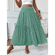 thumbnail image 5 of Falda Midi de Cintura Alta Elástica para Mujer, Informal, de Verano, , con Volantes, Estampado Floral, Corte A. Flores L, 5 of 8