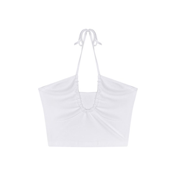VISgogo Chaleco de color sólido a la moda para mujer Sexy Cross Hollow Exposed Navel Tie-up Halter Tops VISgogo moda