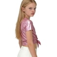 thumbnail image 5 of Eltusu Girls Short Sleeve Tops , Sequin Shiny Performance Crew Neck Kids T-Shirts Hot Pink Size 10-12 T, 5 of 6