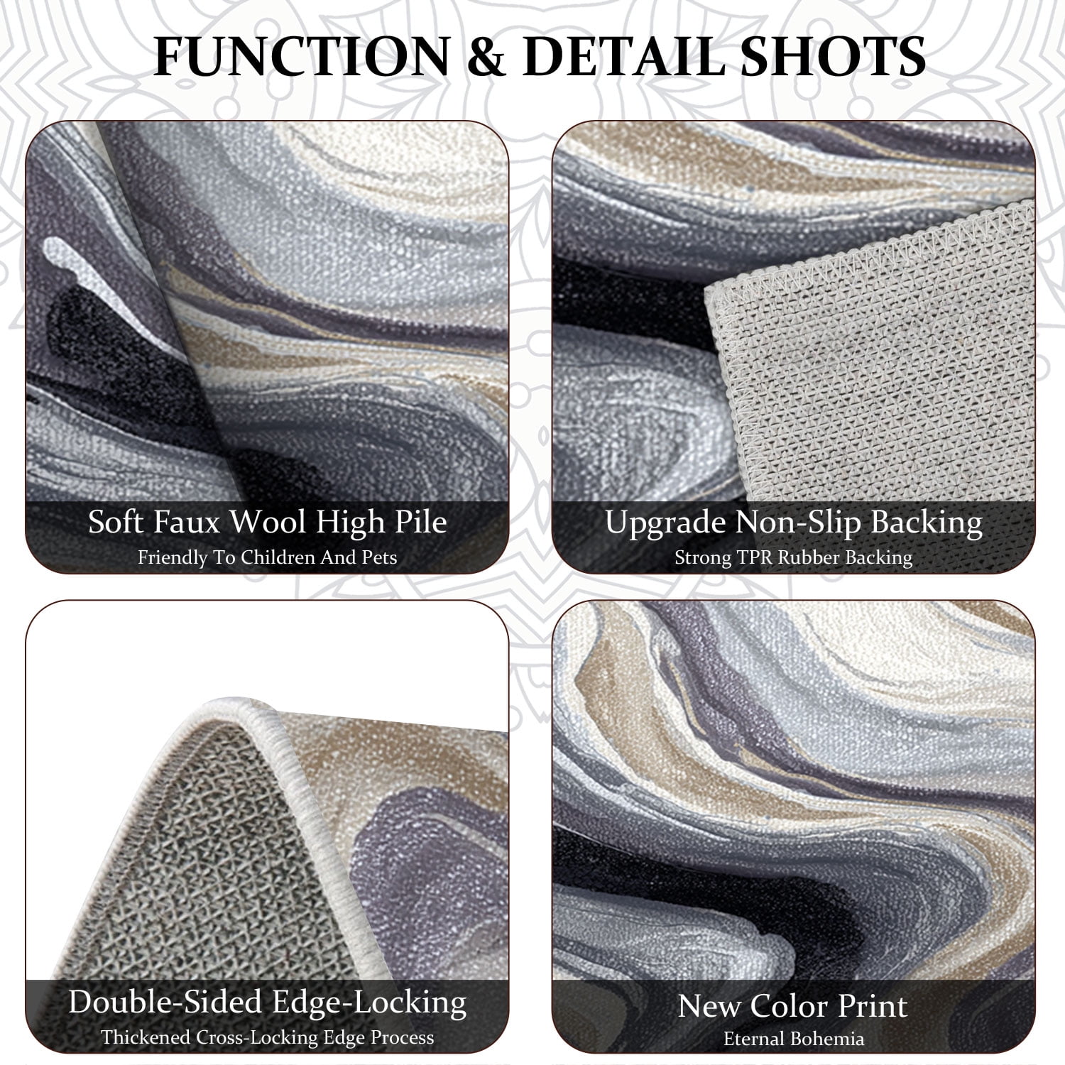 3-Piece Farmhouse Kitchen Rug Set, Washable Anti Slip Striped Floor Mats in 3 Sizes, Stain Resistant Decor Rugs for Kitchen Hallway Bathroom Home Christmas Decor