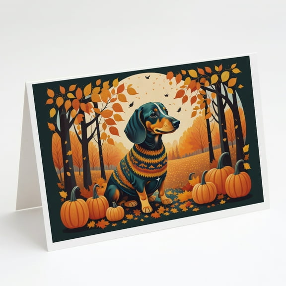 Dachshund Fall Greeting Cards and Envelopes Pack of 8 7 in x 5 in