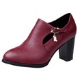 thumbnail image 2 of DPTALR Women Solide Zipper Square Heel Pointed Toe Party Shoes Boots, 2 of 7