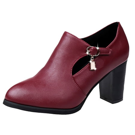 

jsaierl New Fashion Women Solide Zipper Square Heel Pointed Toe Party Shoes Boots