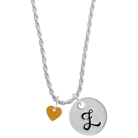 Delight Jewelry Acrylic 5/16" Goldtone Heart Silvertone Script Initial Disc - Z - Charm Necklace, 20"+3"