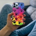 thumbnail image 3 of ONETECH  Compatible with iPhone 15 Pro Case for Men Boys, Rainbow Black and Purple Dog Paw Design Protective Case for iPhone 15 Pro, 3 of 4