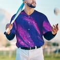 thumbnail image 5 of Hirioo Neon Gradient Blue for Men's Baseball T-shirt Shirts Short Sleeve Casual Summer Button Stretch T Shirts,Size S-4XL-4X-Large, 5 of 7