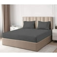 thumbnail image 2 of Linen Sheets 4 Piece Luxury Bed Sheets Set, Microfiber 16" Deep Pocket, Soft Cooling Bedding- Dark Grey Solid, Queen Size, 2 of 7