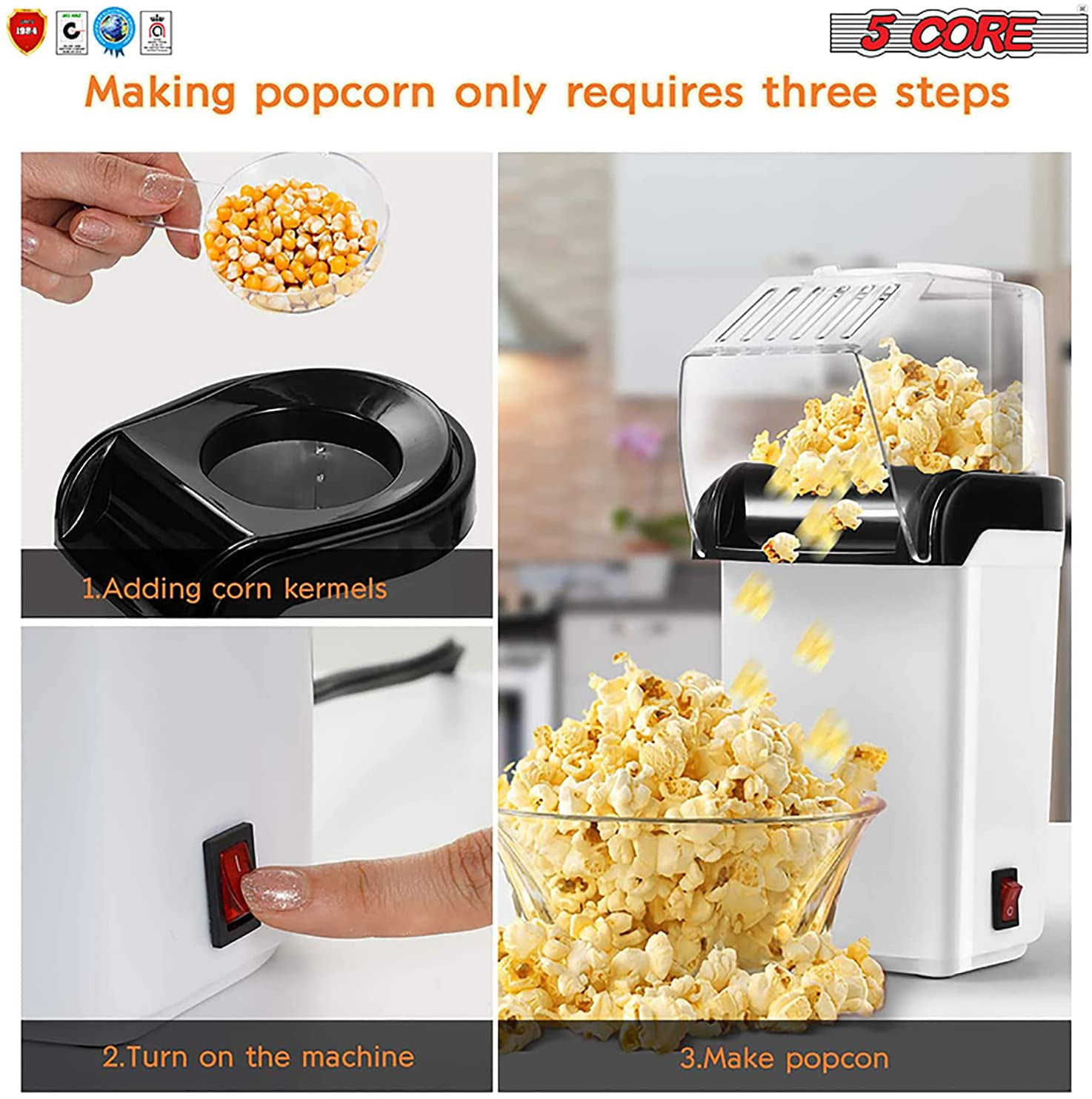 Air Popcorn Popper Maker, Mini Popcorn Machine with 5 Free Bags, Hot Air  Popcorn Popper with Removable Measuring Cup for Home/Party, Easy to Clean,  No