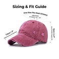 thumbnail image 4 of Vintage Distressed Washed Cotton Dad Hat for Men & Women - Adjustable Ripped Baseball Cap, Packable Soft Top Sun Hat for Outdoor, Casual, Travel Wine, 4 of 7
