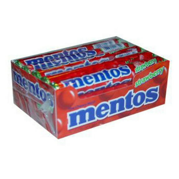 Mentos Strawberry Chewy Mint Rolls - 15 Ea, 3 Pack