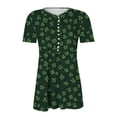 thumbnail image 4 of QETYUW Women's St Patrick's Day T-Shirt Short Sleeve V Neck Pleated Tunic Tops Plus Size Button Up Shirts Casual Green Tshirts, 4 of 5