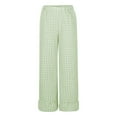 thumbnail image 5 of JGGSPWM Women's Gingham Pants Y2K Cotton Wide Leg Ruffle Hem Lounge Pants Plaid Elastic Wasited Trouser with Pockets Green XL, 5 of 7