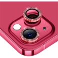 thumbnail image 1 of 2-Pack for iPhone 13 Mini 5.4 inch / 13 6.1 inch Camera Lens Protector, Camera Cover Circle Tempered Glass for iPhone 13 Mini 5.4 inch / 13 6.1 inch [Glitter Diamonds] - Red, 1 of 5