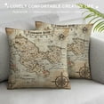 thumbnail image 3 of Orinice  Island Throw Pillow Cushion Cover, Old Antique Treasure Map Details Retro Color Adventure Sailing Pirate Print, Decorative Square Accent Pillow Case,  12x12in, 3 of 5