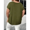 thumbnail image 4 of Womens Short Sleeve Tunic Tops Cut Out V Neck Dressy Casual Loose Fit Long Tops Olive Green 4XL, 4 of 5
