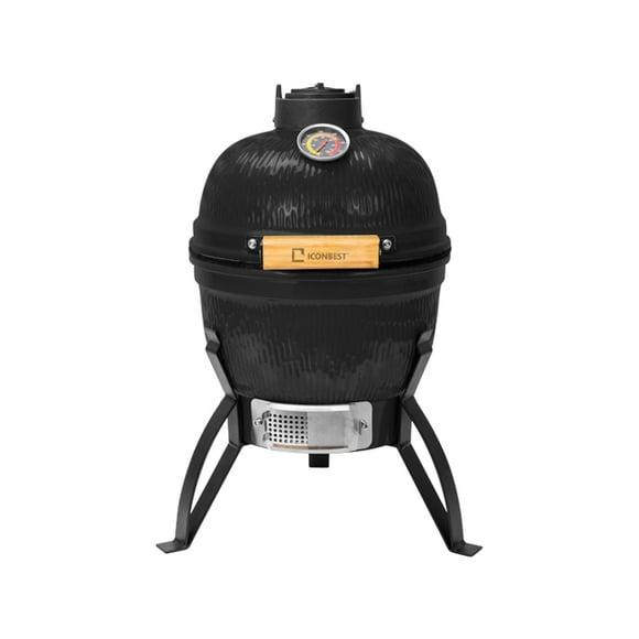 Icon Best 13” Kamado Charcoal Grills With Extra Bonus of Accessories - Black 